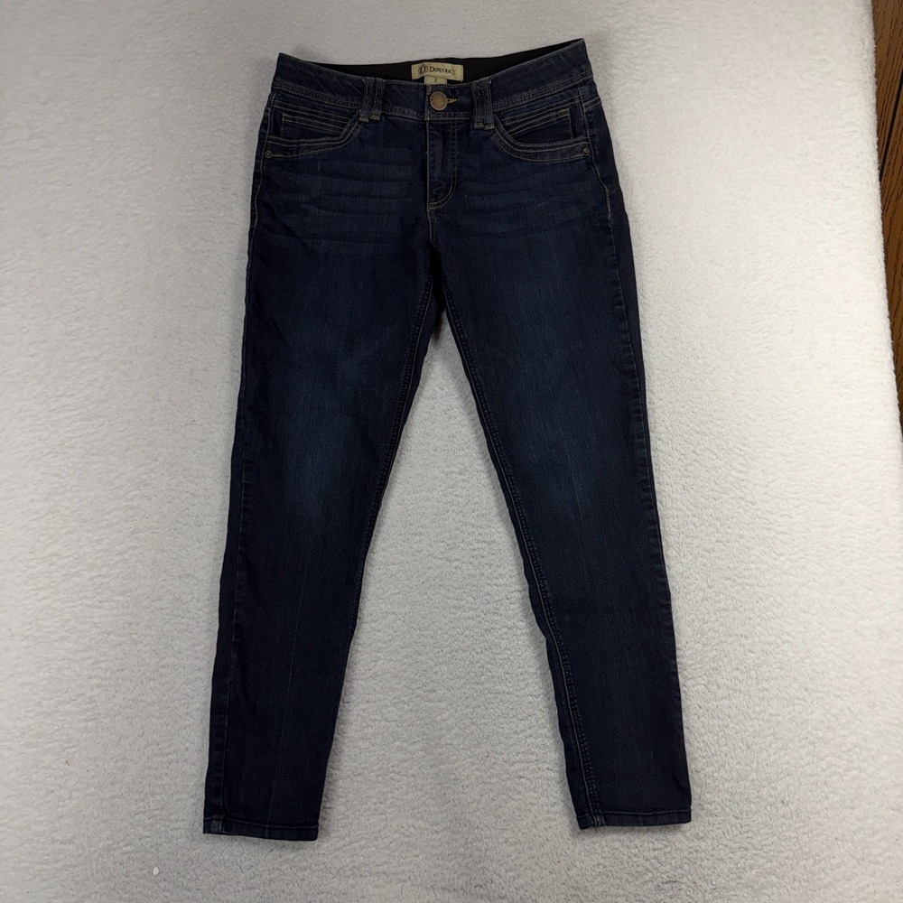 Democracy Jeans Womens 8 30.5x27 Dark Blue Ab Technology Taper Leg Stretch Denim